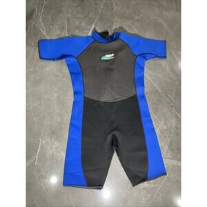 Adrenaline Swimsuit Men's Short Sleeve Black Blue Wetsuit Size XXL